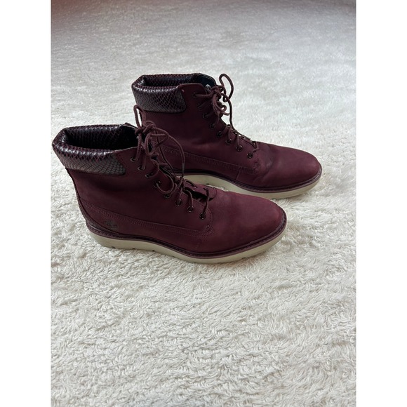 Timberland Shoes - Timberland Kenniston Burgundy Snakeskin accent ankle Boots Size 8